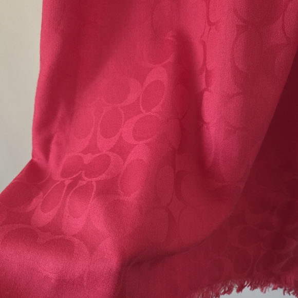 COACH Red Scarf - Picture 5 of 8